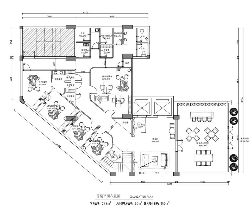 200-300平方米口腔診所平面設計方案